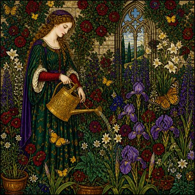 Pre-Raphaelite Art Style coloring page example