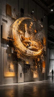 Installation Modern Art Style baby announcement example
