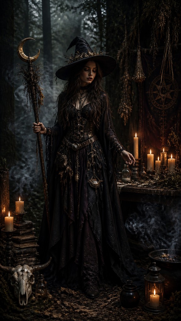 full-length portrait of an elegant figure — Witchcore Aesthetic