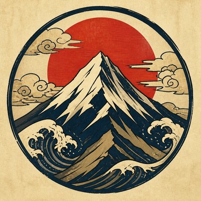 Ukiyo-e Anime Fusion Portrait logo concept example