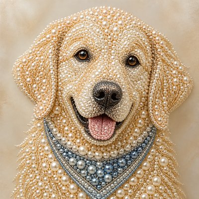 Pearl Jewelry Style pet portrait example