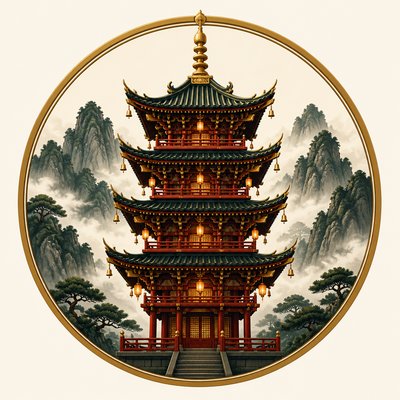 Pagoda Architecture Style logo concept example