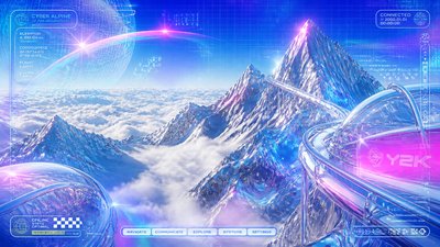 a wide alpine ridge above a sea of clouds, no people — Cyber Y2K Aesthetic wallpaper