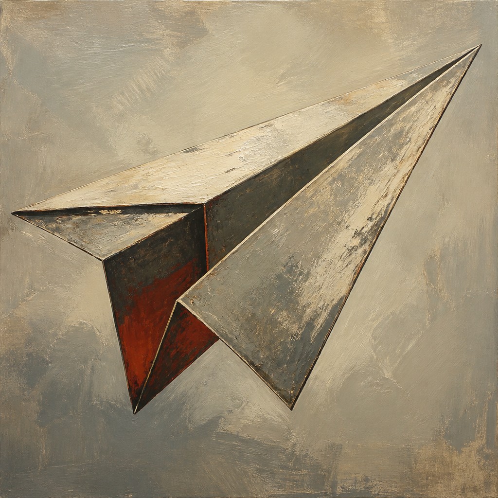 a paper plane, clean minimal composition on a plain background, no text — Social Realism Art Style icon