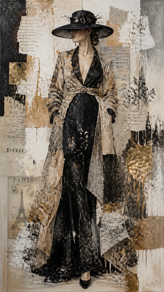 full-length portrait of an elegant figure — Mixed Media Portrait Style