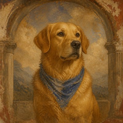 Fresco Narrative Renaissance Art Style pet portrait example