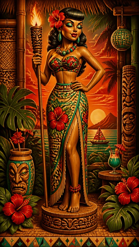 full-length portrait of an elegant figure — Tiki Aesthetic