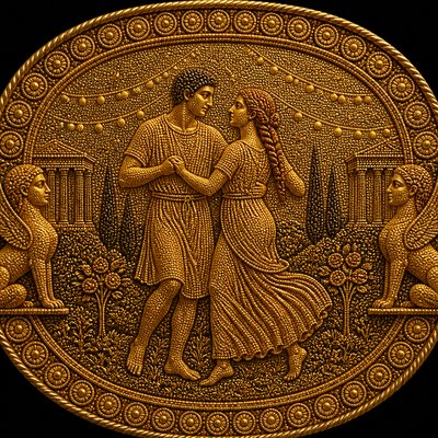 Etruscan Granulation Jewelry Style couple portrait example
