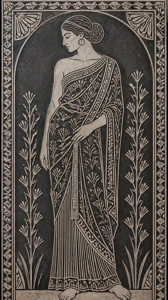 full-length portrait of an elegant figure — Sgraffito Art Style