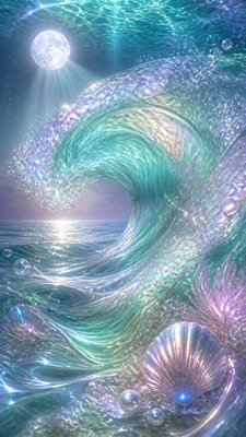 an ocean wave curling under moonlight, no people — Mermaidcore Aesthetic wallpaper
