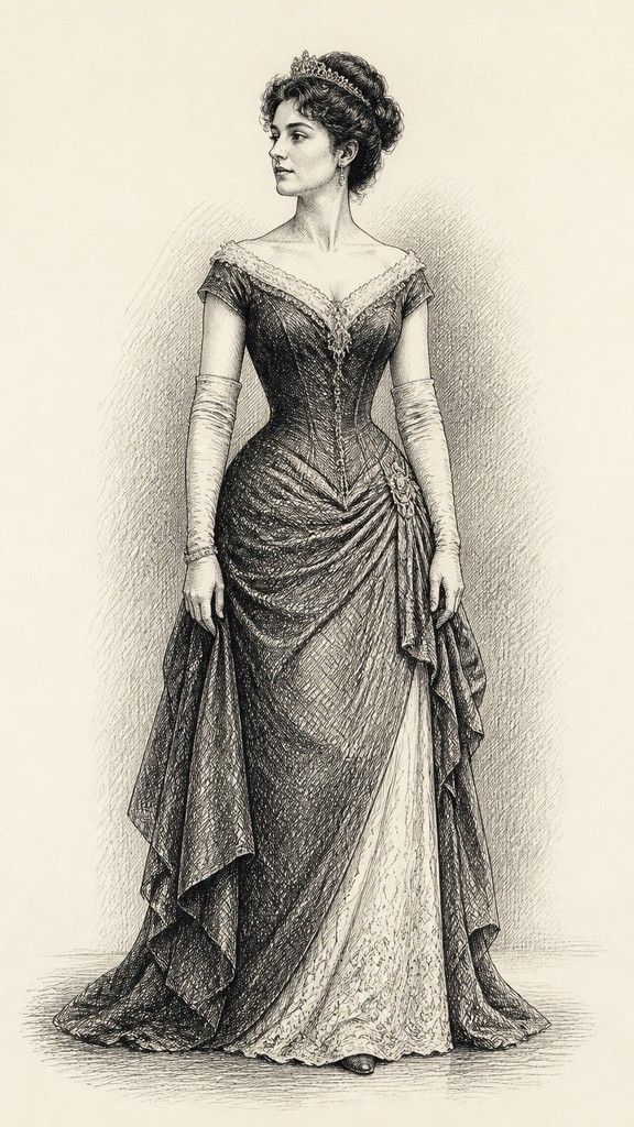 full-length portrait of an elegant figure — Cross-Hatching Drawing Style
