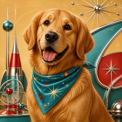 Atompunk Aesthetic pet portrait example