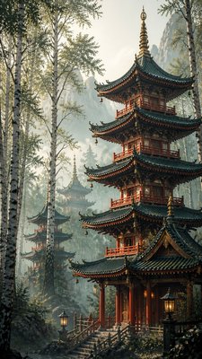 Pagoda Architecture Style wall art print example