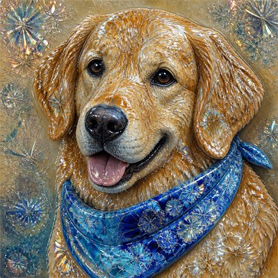 Crystalline Glaze Ceramic Art Style pet portrait example
