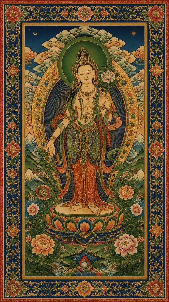 full-length portrait of an elegant figure — Tibetan Religious Art