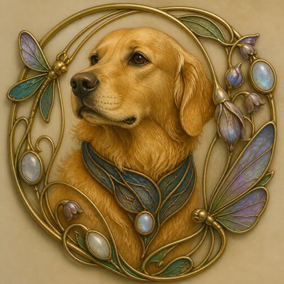 Art Nouveau Jewelry Design pet portrait example