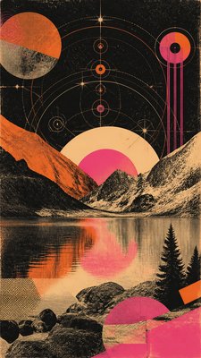 Retro-Futuristic Pop Surrealism phone wallpaper example
