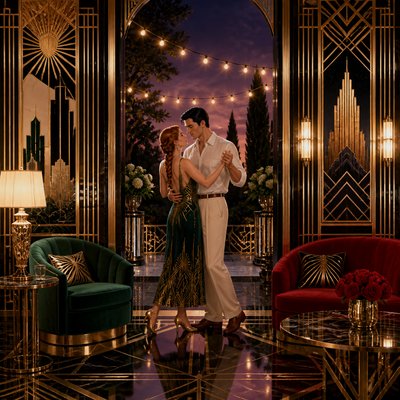 Art Deco Interior Design couple portrait example