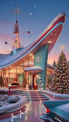 Googie Architecture Christmas card example