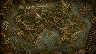 Goblincore Aesthetic fantasy map example