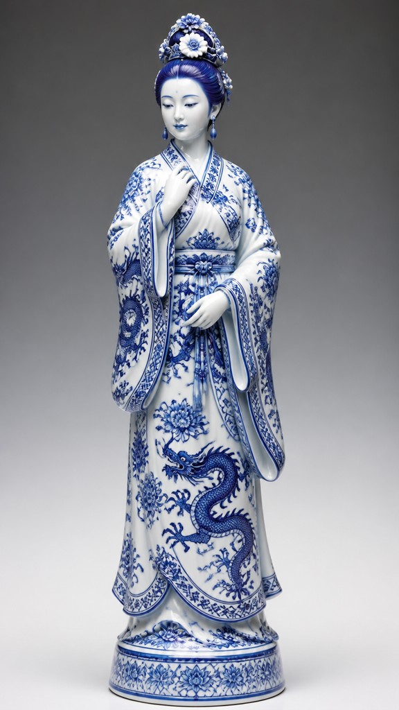 full-length portrait of an elegant figure — Ming Porcelain Art Style