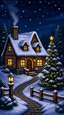 Pixel Art Style Christmas card example