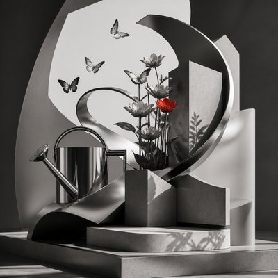Modern Abstract Sculpture Art Style coloring page example
