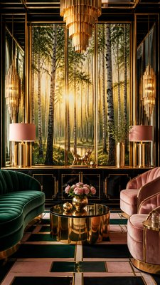 Hollywood Regency Interior Design wall art print example