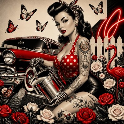 Rockabilly Aesthetic coloring page example