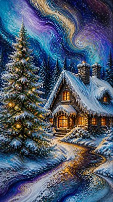 Fluid Abstract Art Style Christmas card example