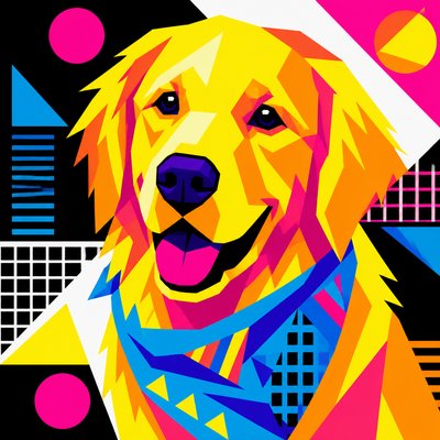 Neo-Geo Art Style pet portrait example
