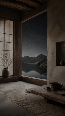 Wabi-Sabi Interior Design phone wallpaper example