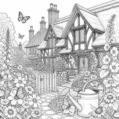 Tudor Architecture Style coloring page example