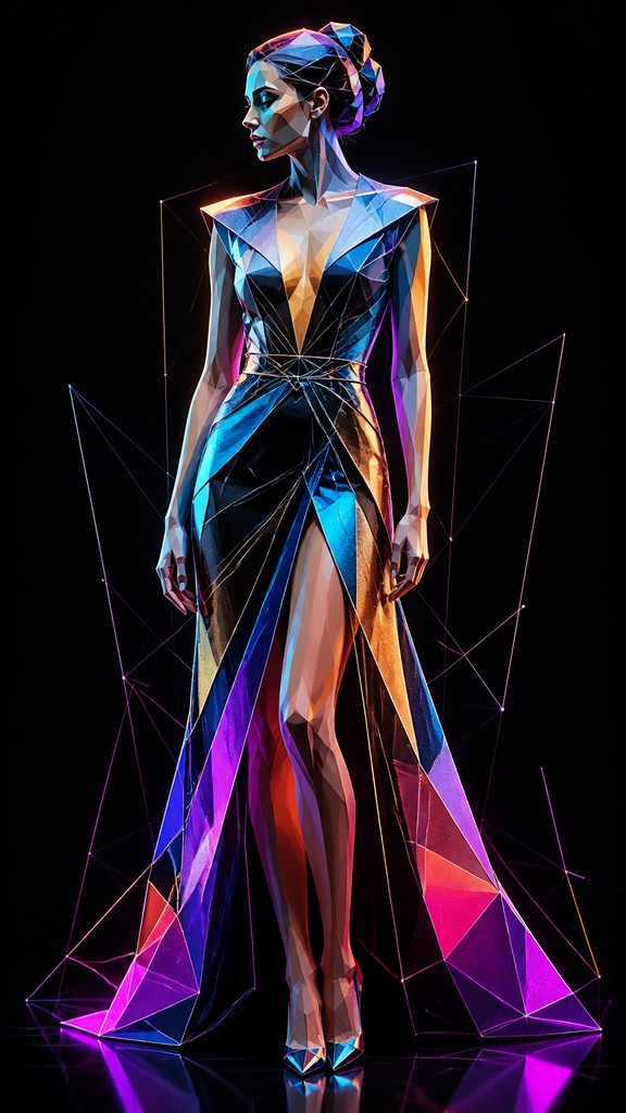 full-length portrait of an elegant figure — Digital Geometric Art