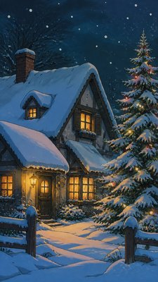 90s Anime Cell Animation Still Christmas card example