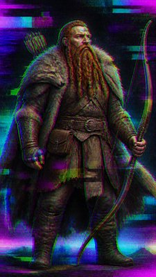 Glitch Digital Art Style tabletop character portrait example