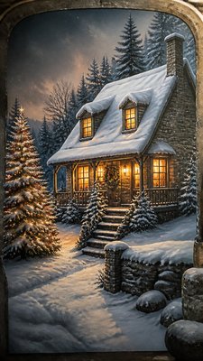 Trompe L'oeil Realism Art Style Christmas card example