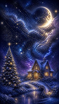 Celestial Aesthetic Christmas card example
