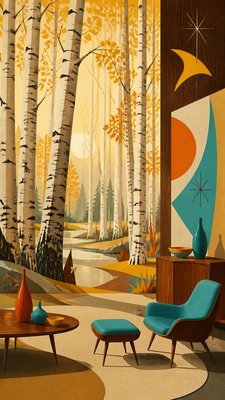 Mid-Century Modern Furniture Art wall art print example