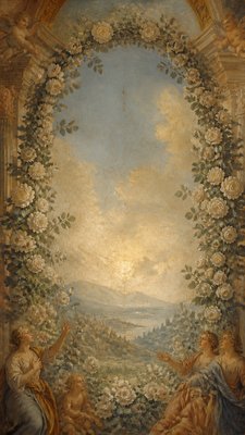 Fresco Narrative Renaissance Art Style wedding invitation example