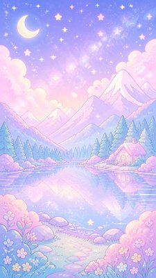 Kawaii Pastel Anime Art Style phone wallpaper example