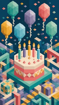 Isometric Geometric Art birthday card example