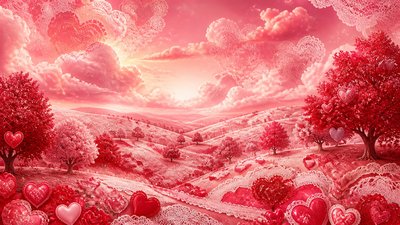 rolling hills with scattered trees under a big dramatic sky, no people — Lovecore Aesthetic wallpaper