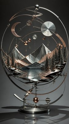 Kinetic Sculpture Art Style phone wallpaper example
