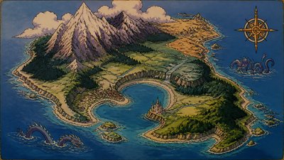 90s Anime Cell Animation Still fantasy map example
