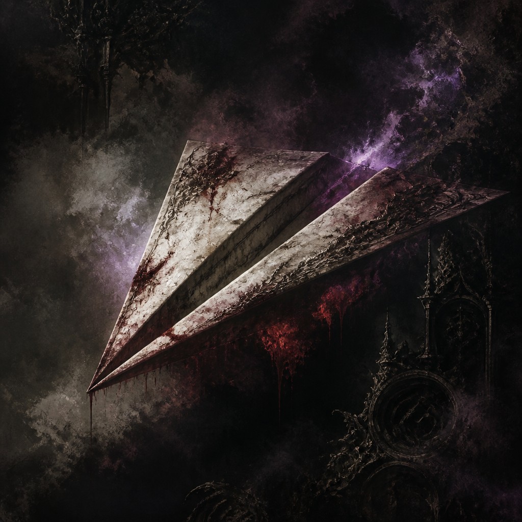 a paper plane, clean minimal composition on a plain background, no text — Dark Fantasy Art icon