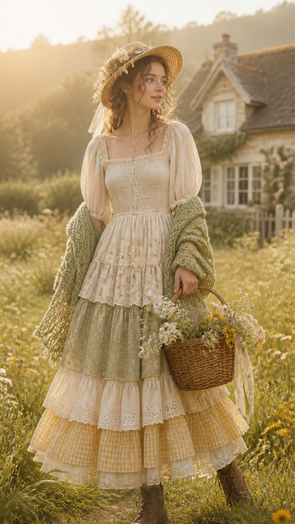 full-length portrait of an elegant figure — Cottagecore Fashion Style