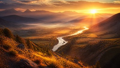 Golden Hour Landscape Photography Style desktop wallpaper example