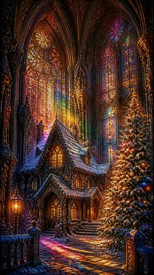 Gothic Cathedral Art Christmas card example