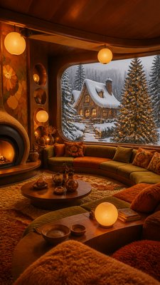 Retro 70s Interior Design Christmas card example